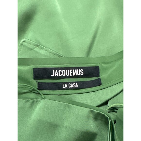 JACQUEMUS La Robe Mia Dress in Green 38 New Womens Satin Cut out Back Mini - Picture 9 of 17